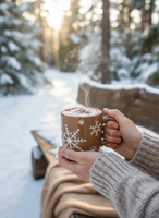 DUŻY KUBEK ŚWIĄTECZNY DO CZEKOOLADY 600ML BRĄZOWY BŁYSZCZĄCY ZMYWARKA Ø 9,5