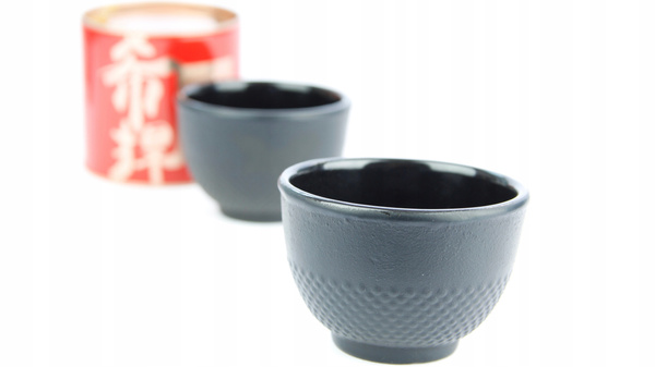 FILIŻANKI CZARKI ŻELIWNE ZESTAW DLA 4 OSOB DO HERBATY I ZIÓŁ 100 ml CZARNE