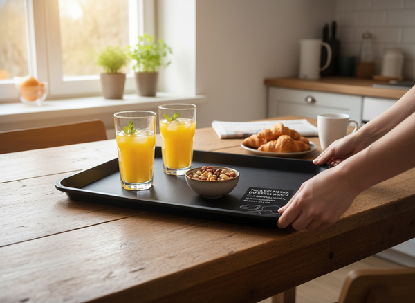 TACA KUCHENNA KELNERSKA CZARNA ANTYPOŚLIZGOWA 45,5×35,5×2 CM PROSTOKĄTNA