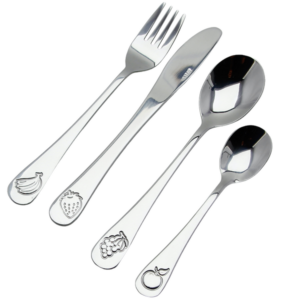 SZTUĆCE DLA DZIECI STALOWE KOMPLET 4 el. ŁYŻECZKA WIDELEC NÓŻ ŁYŻKA ZESTAW