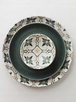 Ceramiczny TALERZ obiadowy DUŻY płytki 26cm linia MOSAIQUE OLIVE wzór