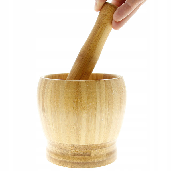 MOŹDZIERZ Z TŁUCZKIEM KUCHENNY BAMBUSOWY DREWNIANY DO ZIÓŁ I PRZYPRAW