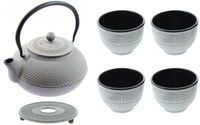 CZAJNIK 1,5L ŻELIWNY 4x CZARKI PODKŁADKA ZESTAW