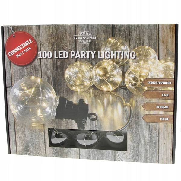GIRLANDA ŻARÓWKAMI 100 LED Z GNIAZDEM DO ŁĄCZENIA