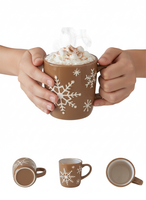 DUŻY KUBEK ŚWIĄTECZNY DO CZEKOOLADY 600ML BRĄZOWY BŁYSZCZĄCY ZMYWARKA Ø 9,5