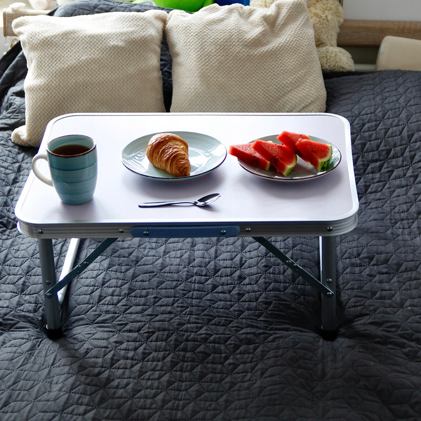 STOLIK DO ŁÓŻKA SKŁADANY ŚNIADANIOWY POD LAPTOPA NA NÓŻKACH TURYSTYCZNY