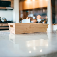 TACA BAMBUSOWA SKRZYNKA PROSTOKĄTNA ORGANIZER Z DREWNA PUDEŁKO 33x14x7,5 cm