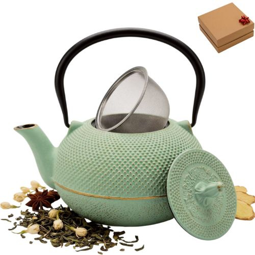 CZAJNIK ŻELIWNY IMBRYK 1.8L DUŻY MIĘTOWY DO HERBATY + ZAPARZACZ STALOWY