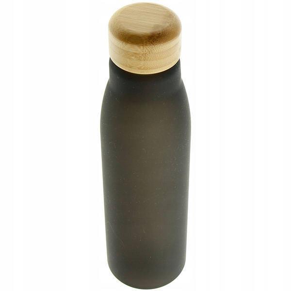 BUTELKA SZKLANA BIDON DO WODY NA SIŁOWNIE EKO 600 ML ZAKRĘTKA BAMBUSOWA