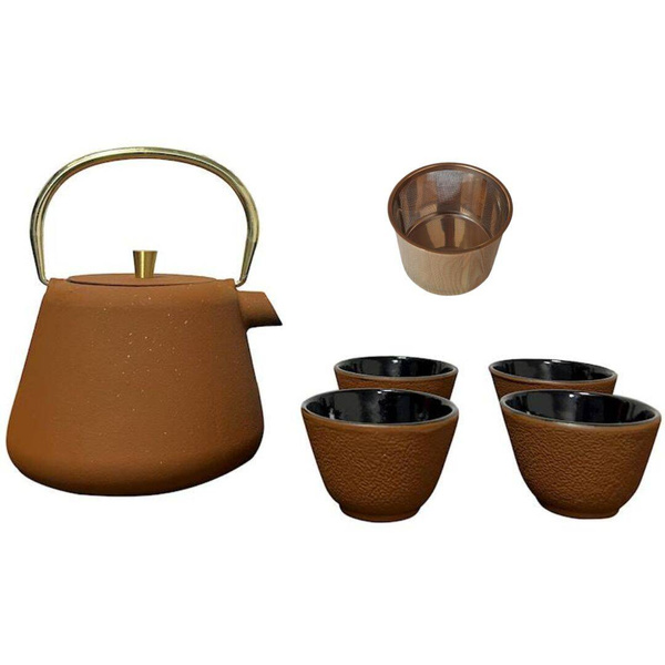 CZAJNIK IMBRYK ŻELIWNY 1L ZAPARZACZ SITKO STAL DO HERBATY +4 CZARKI ŻELIWNE