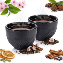 CZARKI ŻELIWNE 2 SZT ZESTAW ŻELIWNY DO HERBATY