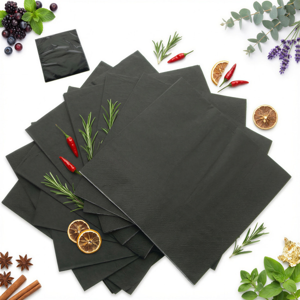 SERWETKI PAPIEROWE CZARNE SERWETKA KWADRAT ZESTAW 20 SZTUK 16,5X 16,5 CM