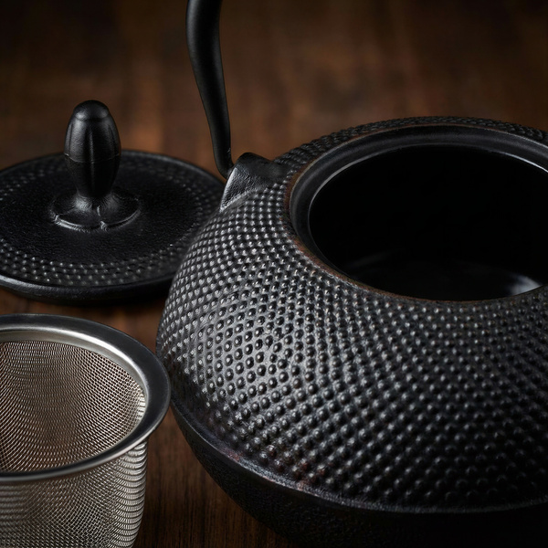 CZAJNIK ŻELIWNY IMBRYK 1.8L DUŻY CZARNY DO HERBATY + ZAPARZACZ STALOWY