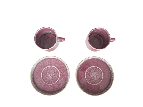 FILIŻANKI ZESTAW KAWOWY ZE SPODKAMI DO KAWY HERBATY 200 ml ŚLIWKOWE Ø 8,5cm