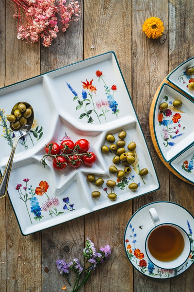 PATERA ceramiczna KWADRAT 30 cm PAN KWIATEK z przegródkami