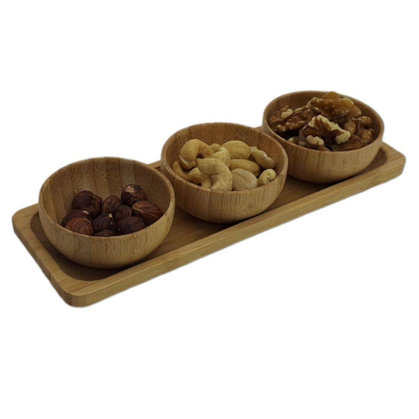 MISECZKI POJEMNIKI DO SOSU DIPÓW ORZECHÓW PRZEKĄSEK ZESTAW 3 szt. BAMBUSOWE