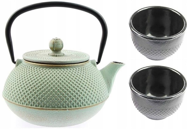 ZAPARZACZ IMBRYK 0,8L ŻELIWNY 2x CZARKI DO HERBATY