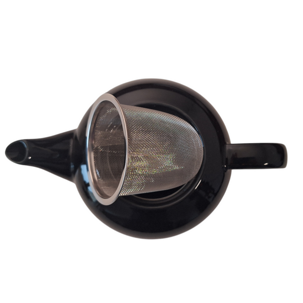 DZBANEK ZAPARZACZ SITKO STALOWE DO HERBATY I ZIÓŁ CZARNY 1L CERAMICZNY