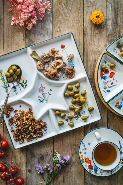 PATERA ceramiczna KWADRAT 30 cm PAN KWIATEK z przegródkami