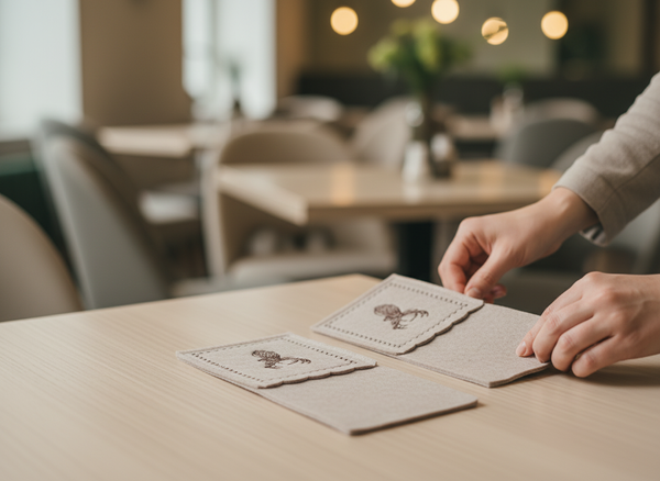 ETUI NA SZTUĆCE KIESZONKA DEKORACYJNA FILCOWA ZESTAW 2 SZT BEŻOWE 23X10 cm