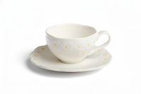 FILIŻANKA ZE SPODKIEM 250 ML DO KAWY HERBATY BIAŁA CERAMIKA DAISY LINE