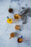 ŻAROODPORNE KUBKI z kolorowymi uszami SZKLANKI 300 ml zestaw 6 sztuk