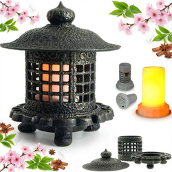 KOMINEK LED LAMPION LATARNIA ŻELIWNA LAMPA 3D Z OGNIEM RUCHOMYM PŁOMIEŃ