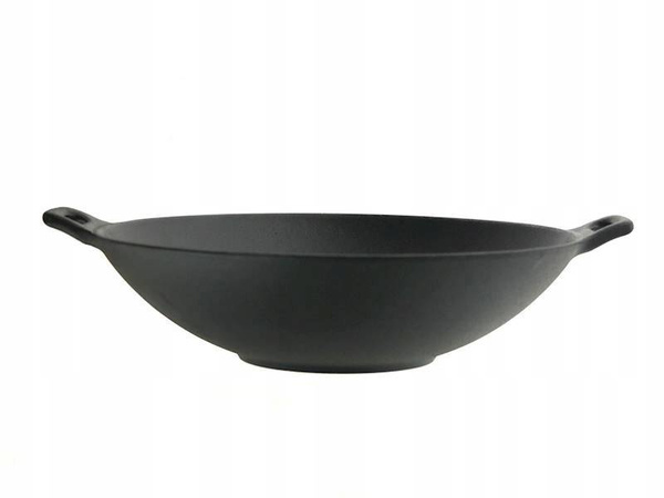 PATELNIA WOK ŻELIWNY 36 cm CIĘŻKA ODLEW ŻELIWO