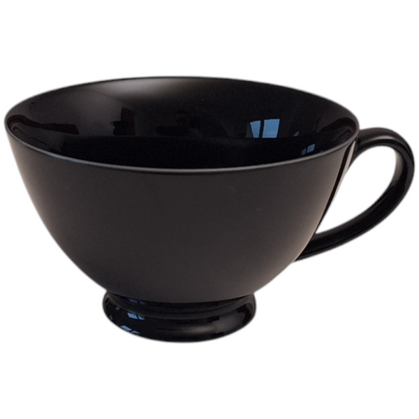 FILIŻANKA CERAMICZNA CZARNA 260ml ZE SPODKIEM AŻUROWYM DO KAWY HERBATY