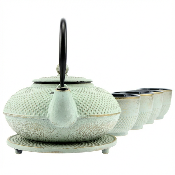 CZAJNIK IMBRYK ŻELIWNY 1,5L ZESTAW 5 SZT. MIĘTOWY Ø 18 CM DO HERBATY