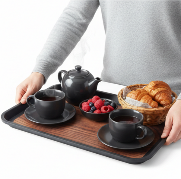 TACA KELNERSKA KUCHENNA CZARNA PROSTOKĄTNA 41,5×30,5cm DO SERWOWANIA