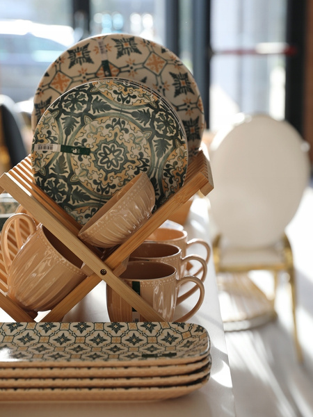 Ceramiczny TALERZ deserowy 21cm linia MOSAIQUE OLIVE bez wzoru