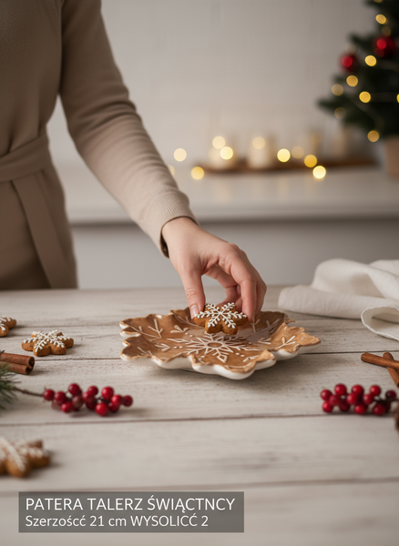PATERA TALERZ ŚWIĄTECZNY DO PIERNIKÓW I SERWOWANIA DAŃ 21×16 CM CERAMIKA