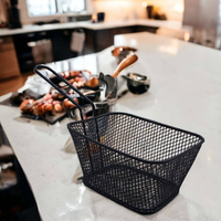 KOSZYCZEK DO SERWOWANIA FRYTEK PRZEKĄSEK MINI STALOWY KOSZYCZEK CZARNY