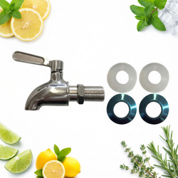 KRANIK STALOWY KRAN DO SŁOJA KARAFKI + USZCZELKA