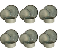 SERWIS OBIADOWY ŚNIADANIOWY 18el  ZESTAW TALERZY DLA 6 OSÓB STACK GREY