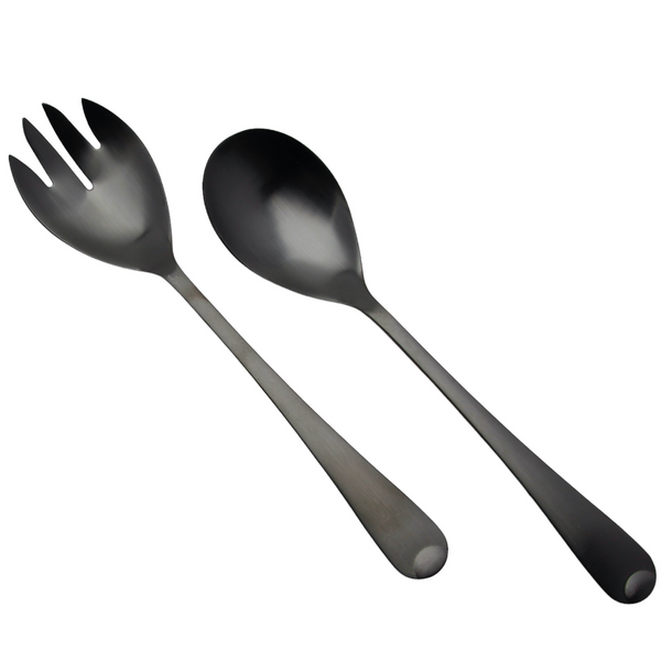 ŁYŻKI DŁUGIE SZTUĆCE DO SAŁAT SAŁATEK WIDELEC ŁYŻKA ZESTAW 2SZT CZARNE