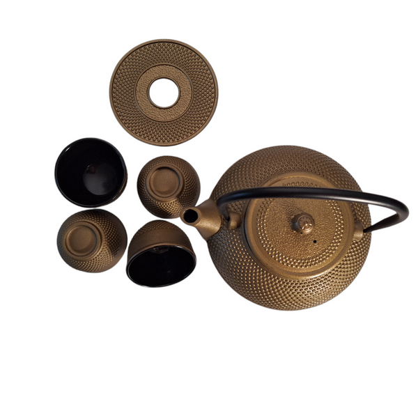 CZAJNIK ŻELIWNY 1,5L IMBRYK 4x CZARKI PODKŁADKA ZAPARCZ DO HERBATY SITKO