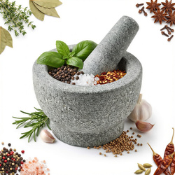 MOŹDZIERZ KUCHENNY Z TŁUCZKIEM SOLIDNY KAMIENNY GRANITOWY 14,5 cm MASYWNY