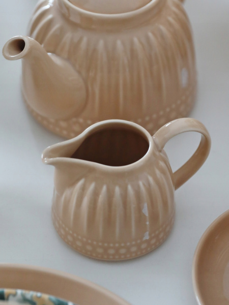 Ceramiczny DZBANEK DO ŚMIETANKI linia MOSAIQUE BEIGE mlecznik 200ml