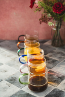 ŻAROODPORNE KUBKI z kolorowymi uszami SZKLANKI 300 ml zestaw 6 sztuk