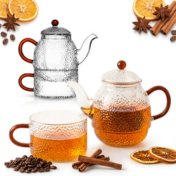 CZAJNIK DZBANEK Z ZAPARZACZEM 0,5L Z FILIŻANA 250ml ZESTAW DO HERBATY SZKŁO