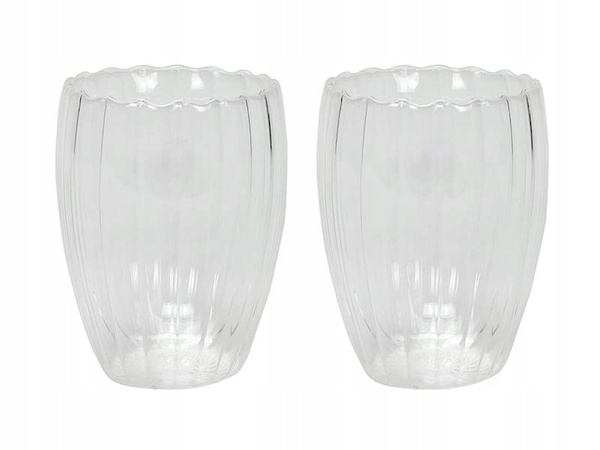 SZKLANKA termiczna wzór FLOWER 300 ml bez ucha 2 sztuki PODWÓJNE ŚCIANKI
