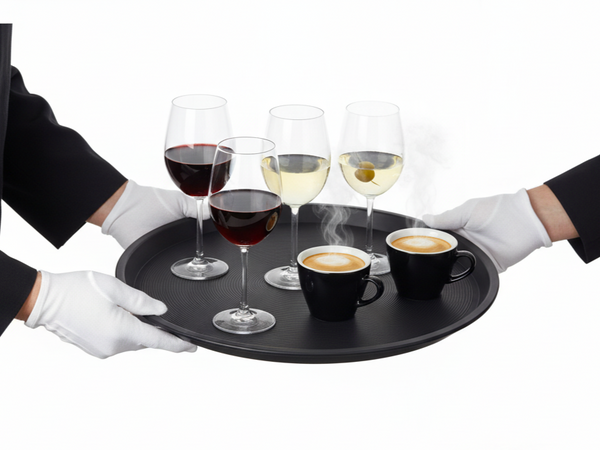 TACA KELNERSKA KUCHENNA ANTYPOSLIZGOWA CZARNA OKRĄGŁA 41 CM DO SERWOWANIA