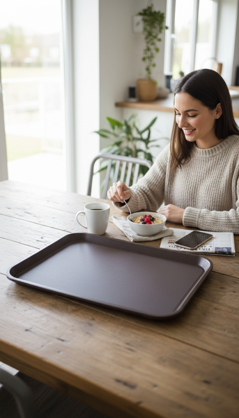 TACA KELNERSKA KUCHENNA ANTYPOŚLIZGOWA BRĄZOWA PROSTOKĄTNA 41,5×30,5×2cm