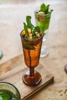 KIELISZEK DO SZAMPANA SZKLANY WZÓR PLASTRA DREWNA ARBRE BRĄZOWY DESIGN