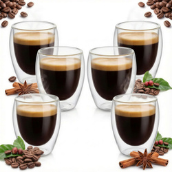 SZKLANKI TERMICZNE KAWA PODWÓJNA ŚCIANKA ZESTAW 6x