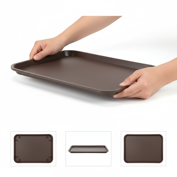 TACA KELNERSKA KUCHENNA ANTYPOŚLIZGOWA BRĄZOWA PROSTOKĄTNA 41,5×30,5×2cm