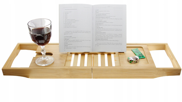 BAMBUSOWA PÓŁKA NA WANNĘ REGULOWANNA NAKŁADKA