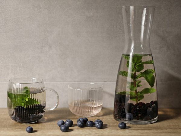 ŻAROODPORNY KUBEK ryflowany bez ucha SZKLANKA JUSTINE 400 ml long drink